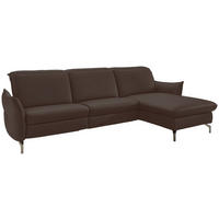 ECKSOFA in Lederlook (vegan) Dunkelbraun  263/179 cm  - Dunkelbraun/Nickelfarben, MODERN, Textil/Metall (263/179cm) - Livetastic