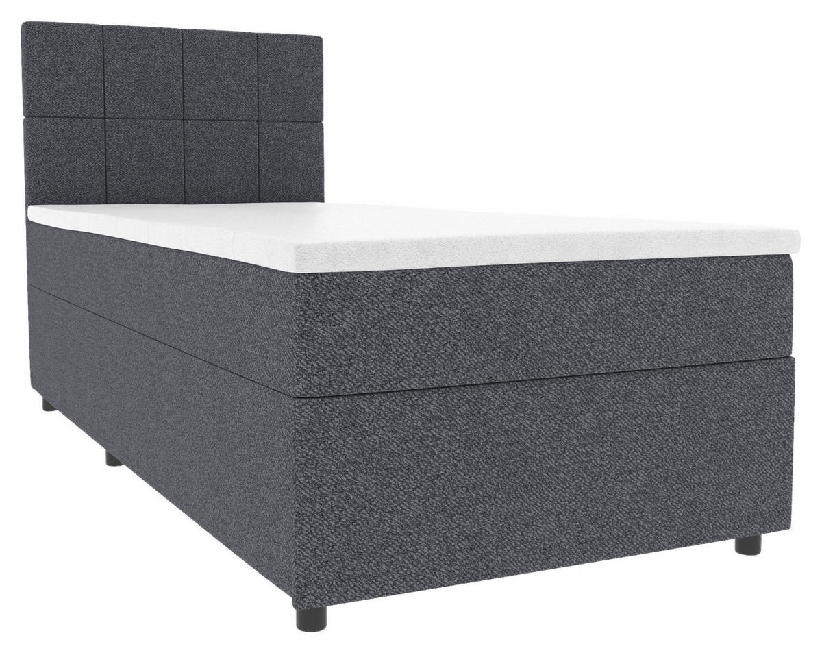 BOXBETT 90/200 cm,  in Blau, Matratze, Topper, Bettschublade, H3 = fest  - Blau/Schwarz, KONVENTIONELL, Kunststoff/Textil (90/200cm) - Boxxx