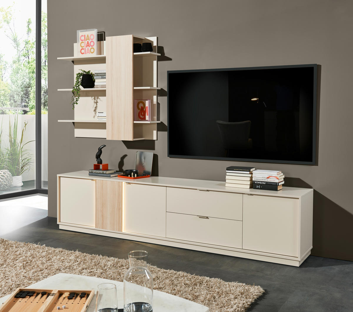 SIDEBOARD  in 193/83/40 cm  - Kaschmir/Silberfarben, Design, Holzwerkstoff/Kunststoff (193/83/40cm) - MID.YOU