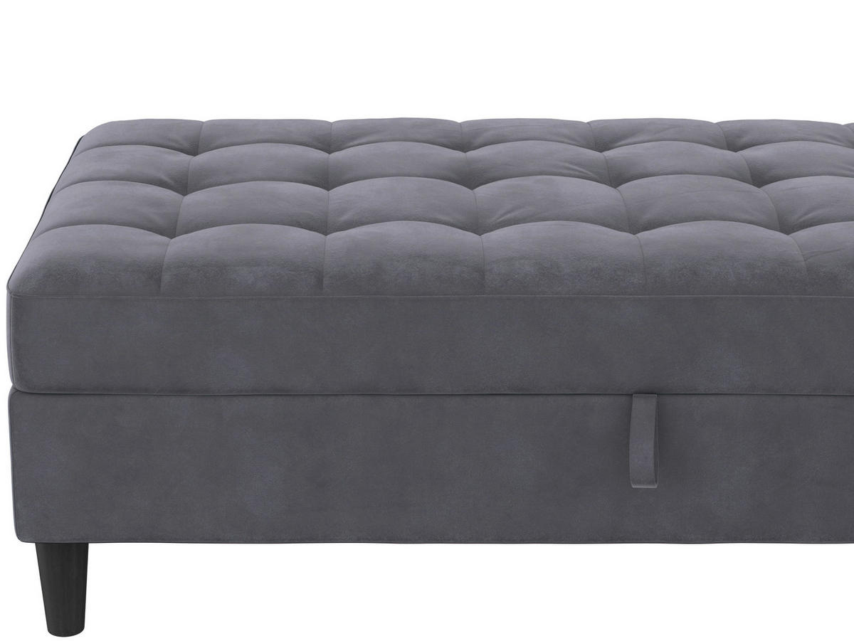 HOCKER PALERMO Velours Dunkelgrau  - Dunkelgrau/Schwarz, Basics, Kunststoff/Textil (130/43/69cm) - Livetastic