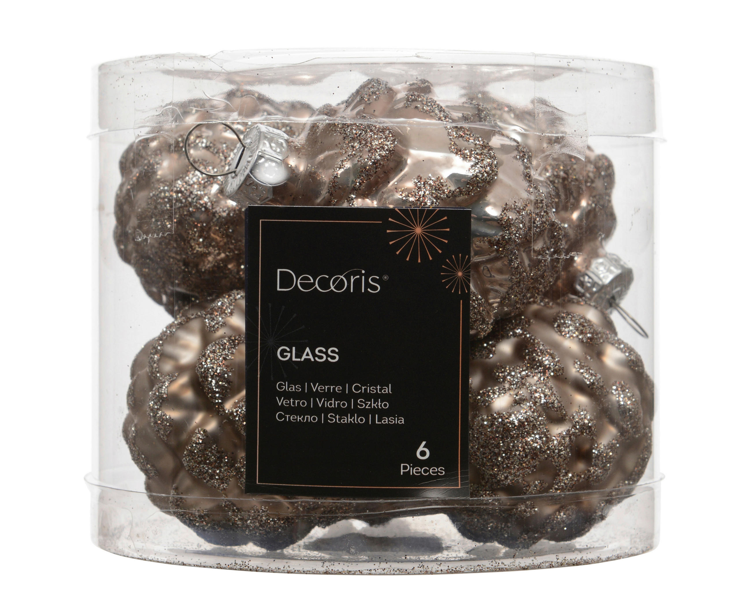 CHRISTBAUMKUGEL-SET  - Grau, Basics, Glas (5/5/7cm)