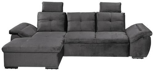 ECKSOFA in Mikrovelours Grau  - Schwarz/Grau, Konventionell, Kunststoff/Textil (170/275cm) - Carryhome
