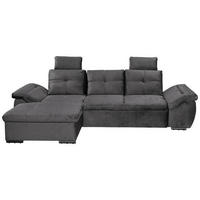 ECKSOFA in Mikrovelours Grau  - Schwarz/Grau, Konventionell, Kunststoff/Textil (170/275cm) - Carryhome