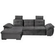 ECKSOFA in Mikrovelours Grau  - Schwarz/Grau, KONVENTIONELL, Kunststoff/Textil (170/275cm) - Carryhome