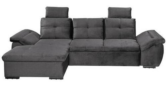 ECKSOFA in Mikrovelours Grau  - Schwarz/Grau, KONVENTIONELL, Kunststoff/Textil (170/275cm) - Carryhome