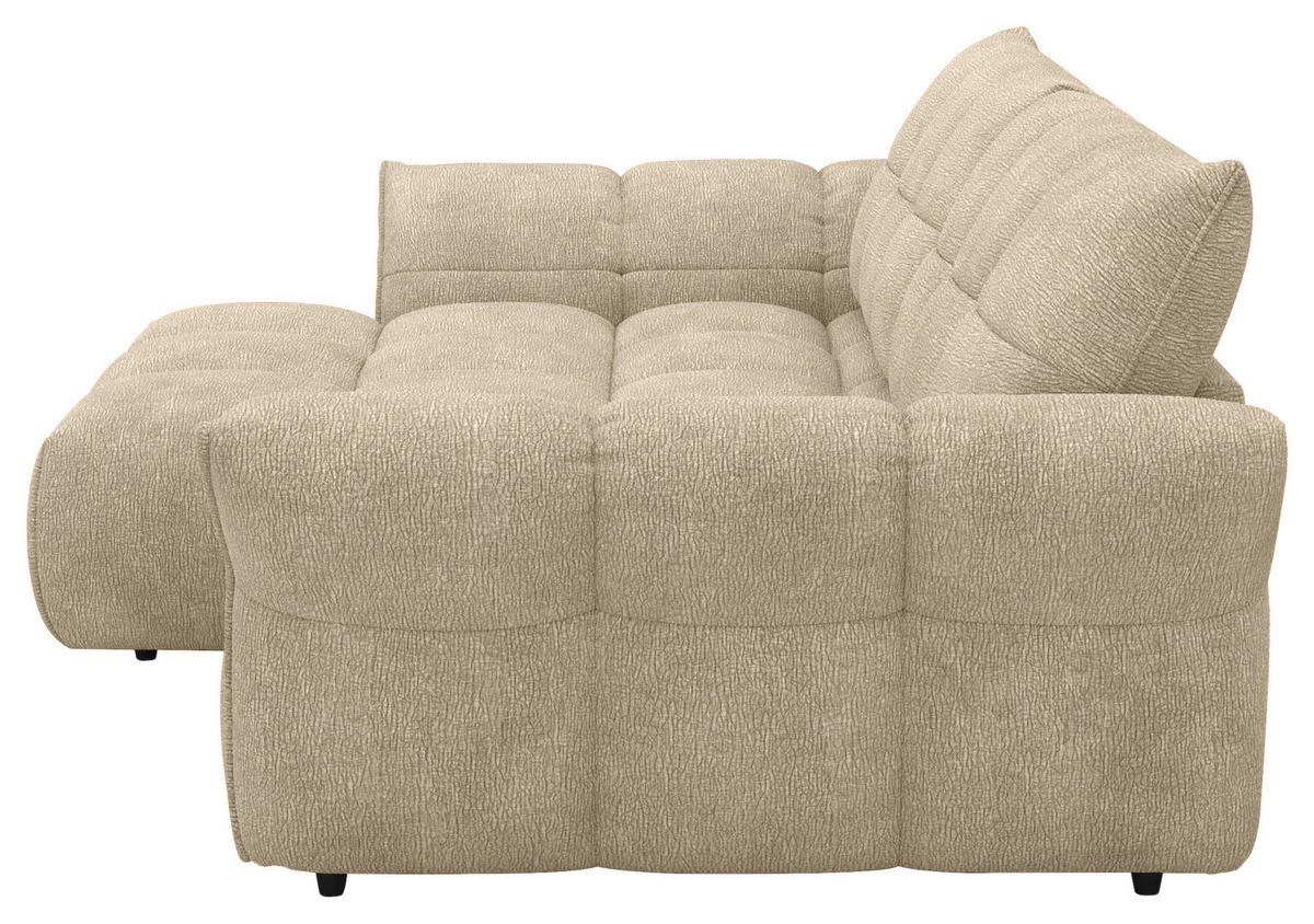 ECKSOFA Beige Chenille Rücken echt  - Beige/Schwarz, Design, Kunststoff/Textil (177/312cm) - Welnova