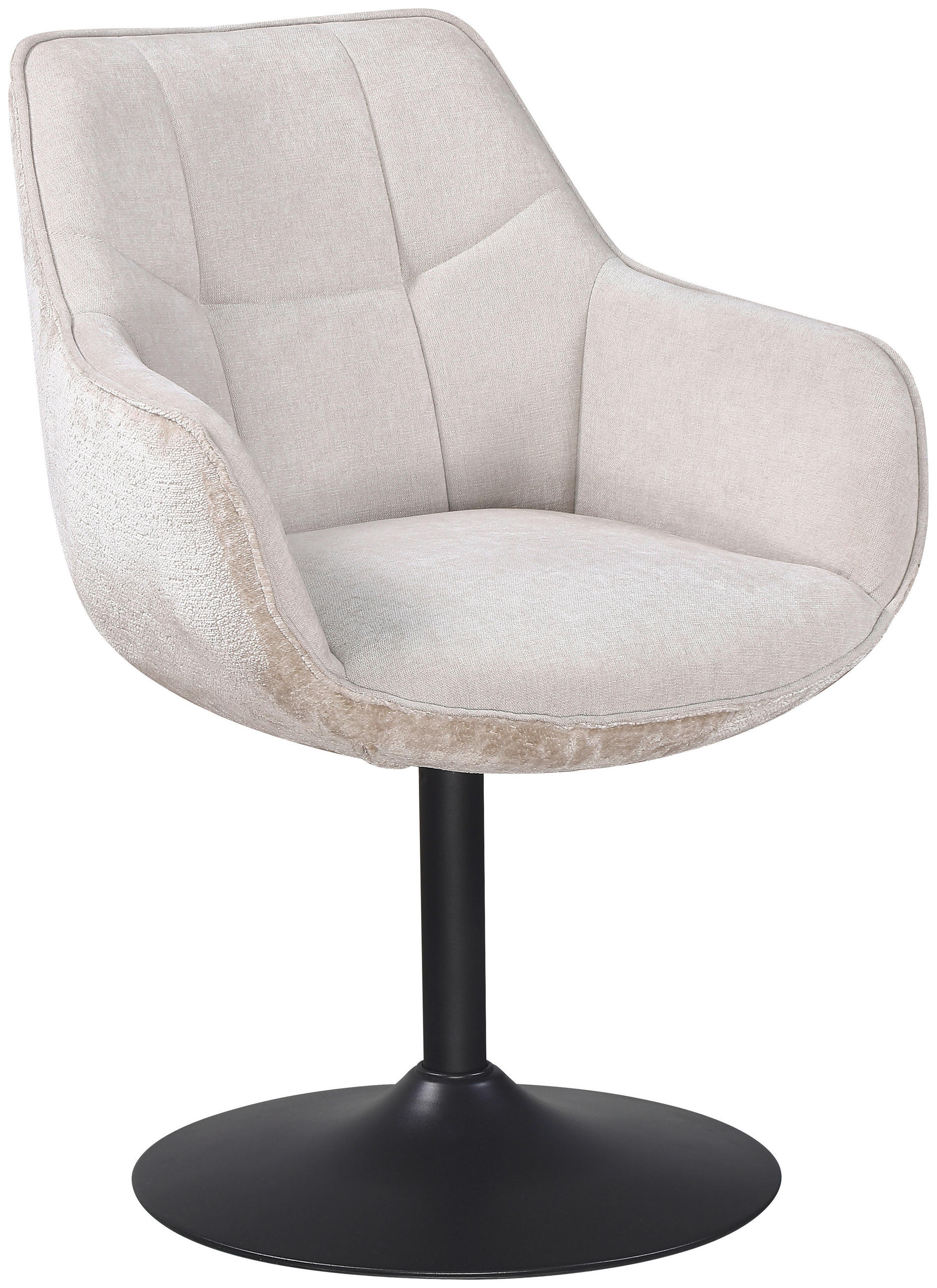 ARMLEHNSTUHL  in Eisen Chenille, Leinenoptik  - Beige/Schwarz, KONVENTIONELL, Textil/Metall (63/87/64cm) - MID.YOU