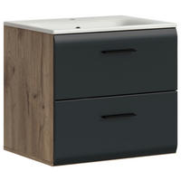 WASCHTISCHKOMBI 60 cm  - Eiche dunkel/Weiss, Basics, Keramik/Holzwerkstoff (60cm) - MID.YOU