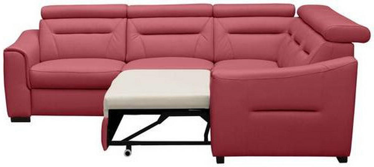 ECKSOFA Lederlook Echtleder Rot  - Wengefarben/Rot, Design, Leder/Holz (260/260cm) - Celina Home