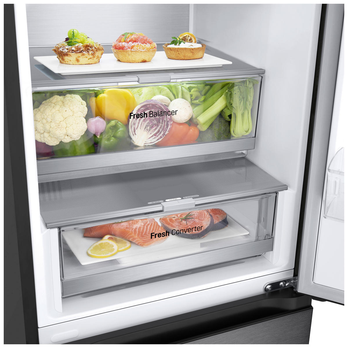 KÜHL-GEFRIER-KOMBINATION GBV7280AEV  - Schwarz, Basics, Glas/Kunststoff (59.5/203/67.5cm) - LG