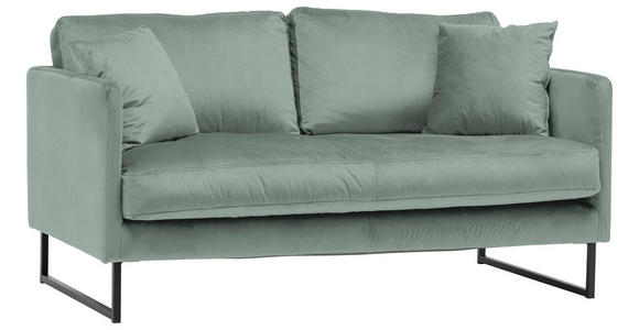 2-SITZER-SOFA in Samt Mintgrün - Schwarz/Mintgrün, Design, Textil/Metall (150/78/84cm) - Carryhome