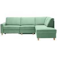 ECKSOFA in Flachgewebe Mintgrün  261/203 cm  - Eichefarben/Mintgrün, KONVENTIONELL, Holz/Textil (261/203cm) - Sedda