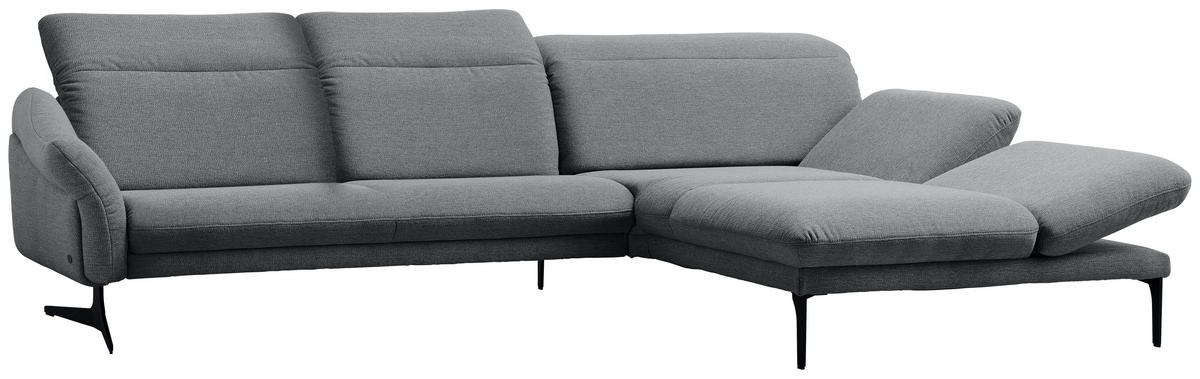 ECKSOFA in Webstoff Hellgrau  - Anthrazit/Hellgrau, Design, Textil/Metall (299/203cm) - Himolla