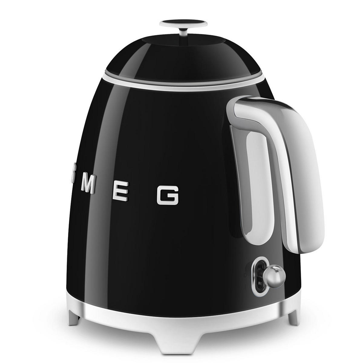 WASSERKOCHER 0,8 l  - Schwarz Hochglanz, Design, Metall (22,3/24,8/17,1cm) - SMEG