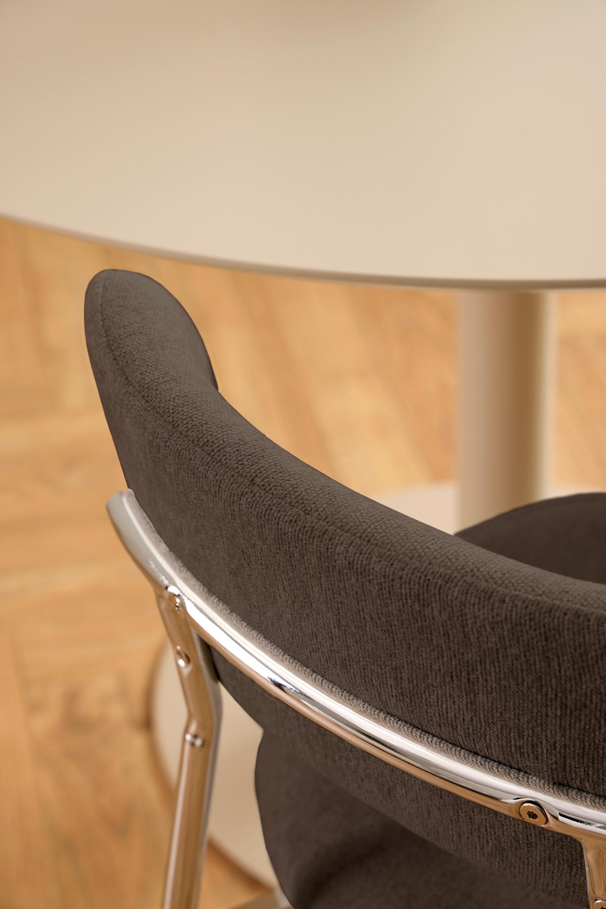 STUHL   Flachgewebe  - Chromfarben/Braun, MODERN, Textil/Metall (47/79/53,5cm) - MID.YOU