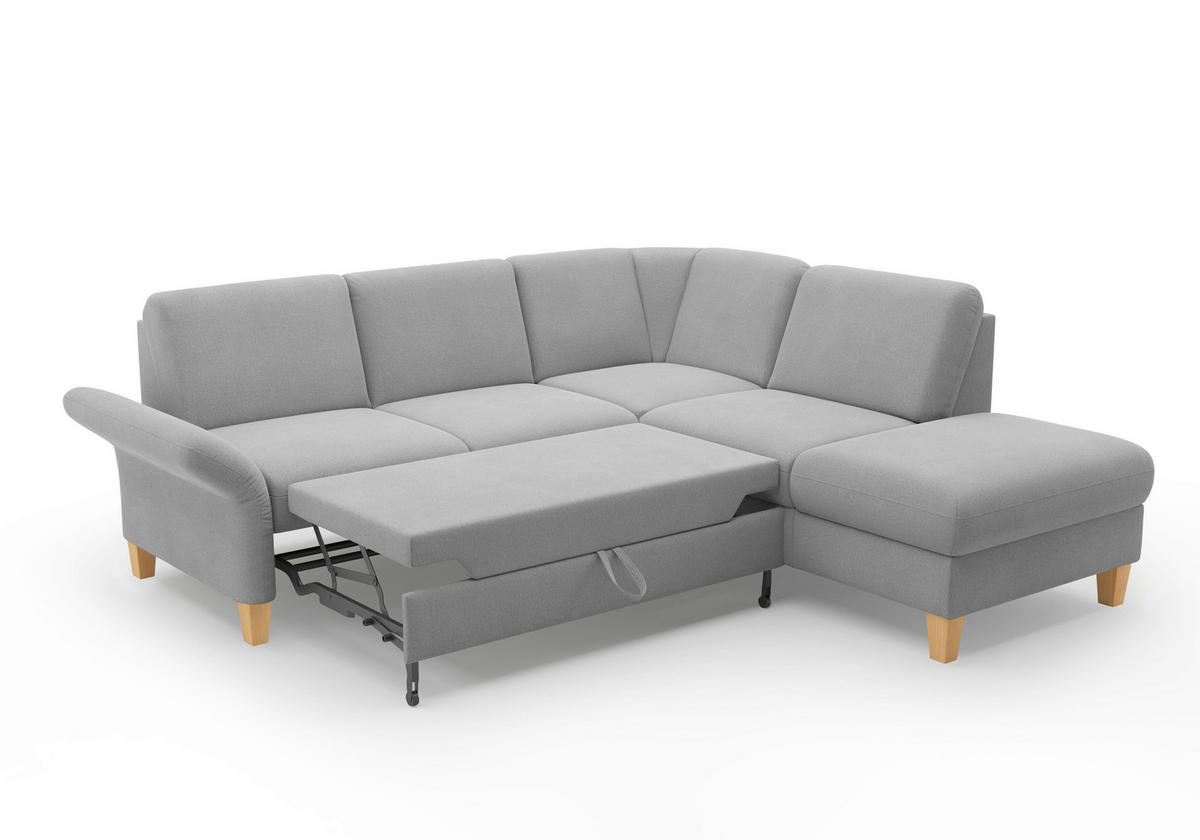 ECKSOFA ROCHELLE E Grau Flachgewebe  - Eichefarben/Grau, KONVENTIONELL, Holz/Textil (240/216cm) - Sit & More