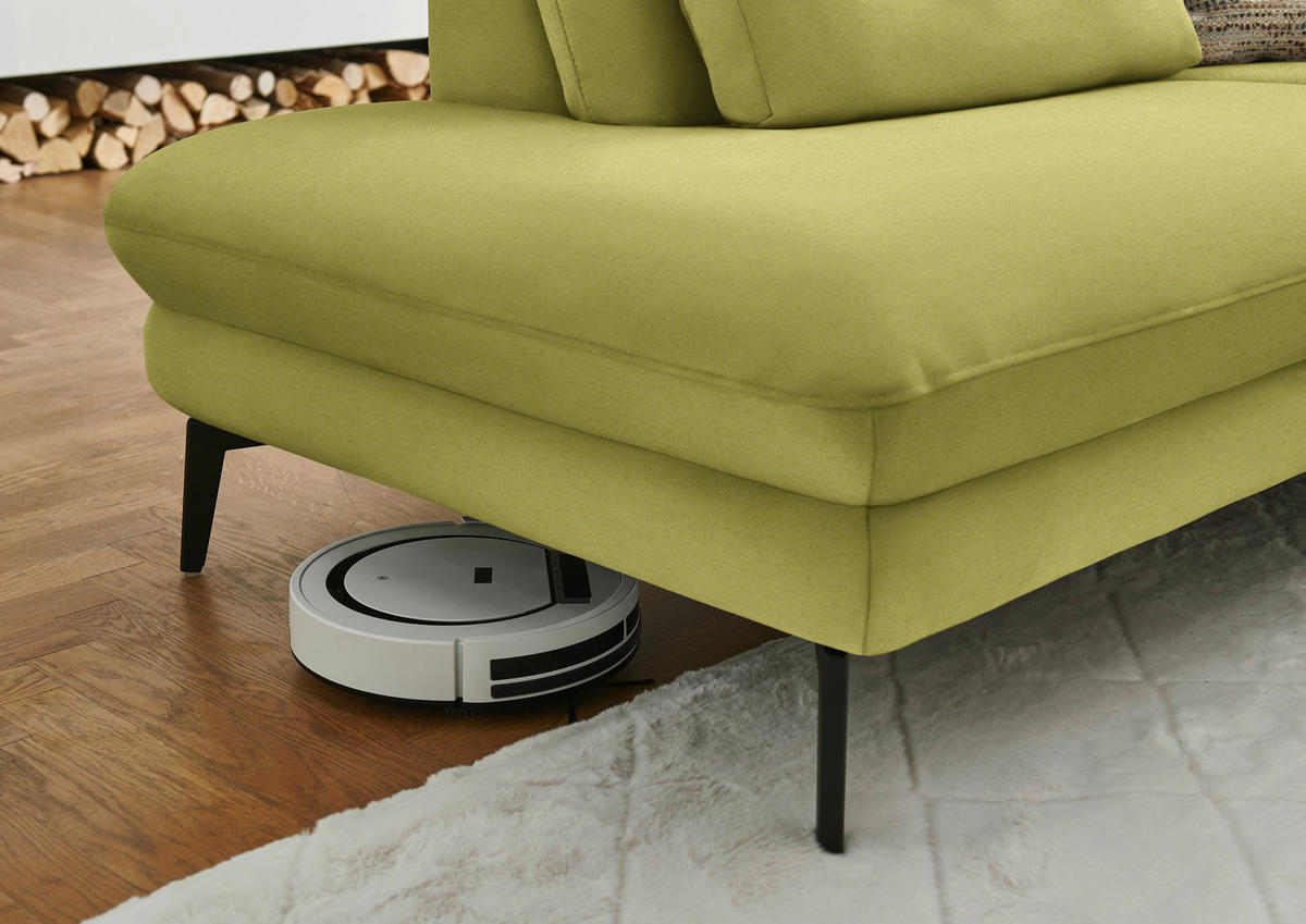 WOHNLANDSCHAFT  in Chenille, Flachgewebe Hellgrün  - Schwarz/Hellgrün, Design, Textil/Metall (208/344/180cm) - Dieter Knoll