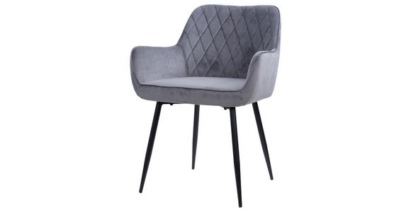 ARMLEHNSTUHL in Eisen Samt - Schwarz/Grau, Design, Textil/Metall (56/79/58cm) - Carryhome