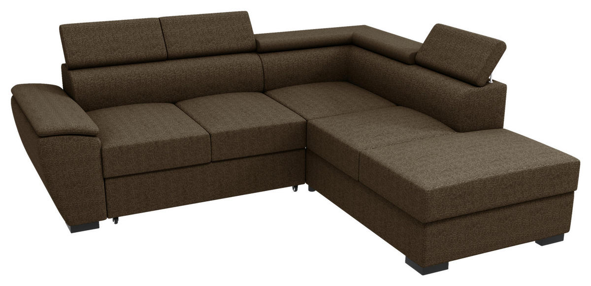 ECKSOFA Braun Flachgewebe  - Schwarz/Braun, KONVENTIONELL, Kunststoff/Textil (266/220cm) - Carryhome