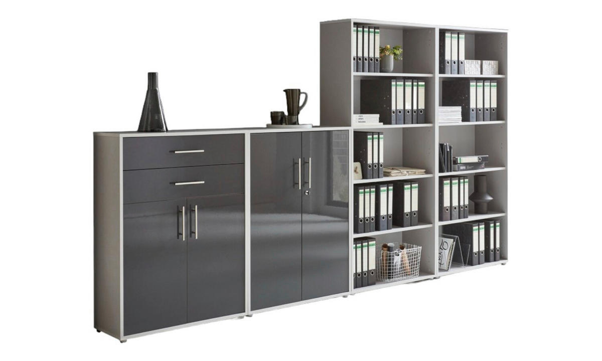AKTENSCHRANK Grau, Anthrazit Hochglanz  - Anthrazit Hochglanz/Grau, MODERN, Holzwerkstoff (337,6/185,6/33cm) - MID.YOU
