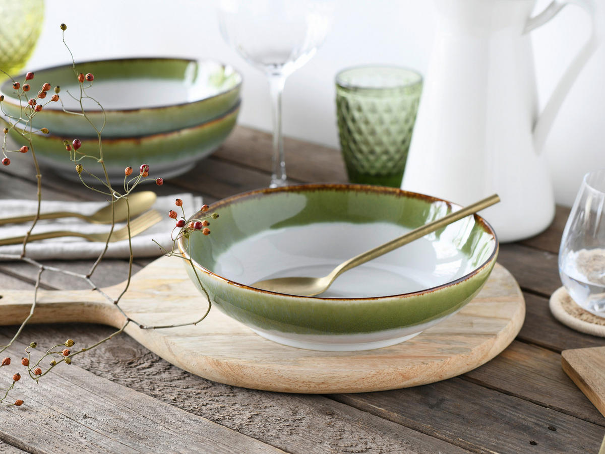 SCHÜSSELSET 4-teilig Cascade   - Weiß/Grün, Design, Keramik - Creatable