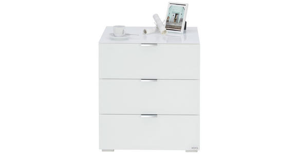 NACHTSCHRANK 50/56/42 cm  - Chromfarben/Weiß, Design, Glas/Holzwerkstoff (50/56/42cm) - Novel