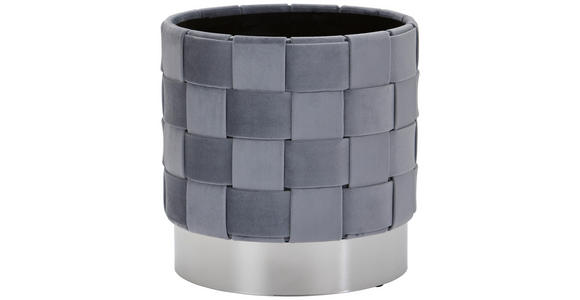 HOCKER Samt Grau  - Grau Hochglanz/Grau, LIFESTYLE, Textil/Metall (38/42/38cm) - Xora