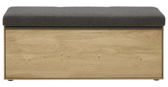 GARDEROBENBANK Flachgewebe Kerneiche vollmassiv Anthrazit, Eichefarben  - Eichefarben/Anthrazit, Natur, Holz/Kunststoff (118/50/41cm) - Valnatura