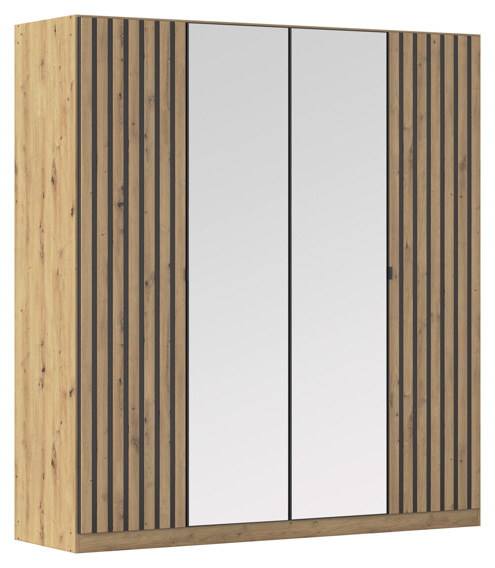 DREHTÜRENSCHRANK 181/197/54 cm,  in Grau, Eiche Artisan, 4-türig  - Eiche Artisan/Grau, MODERN, Holzwerkstoff/Metall (181/197/54cm) - Rauch Möbel