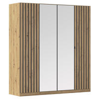 DREHTÜRENSCHRANK 181/197/54 cm,  in Grau, Eiche Artisan, 4-türig  - Eiche Artisan/Grau, MODERN, Holzwerkstoff/Metall (181/197/54cm) - Rauch Möbel