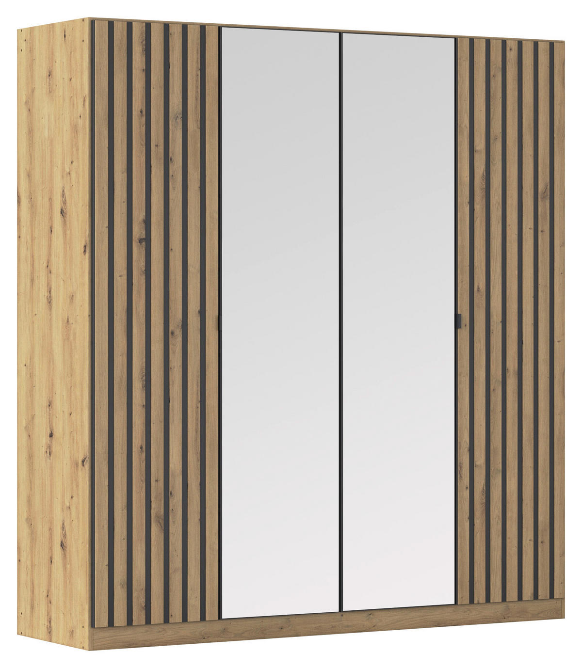 DREHTÜRENSCHRANK 181/197/54 cm,  in Grau, Eiche Artisan, 4-türig  - Eiche Artisan/Grau, MODERN, Holzwerkstoff/Metall (181/197/54cm) - Rauch Möbel