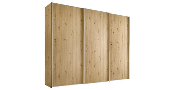 SCHWEBETÜRENSCHRANK  in Eiche Artisan  - Alufarben/Eiche Artisan, Design, Holzwerkstoff/Metall (249/222/68cm) - Moderano