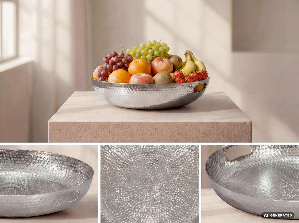 OBSTSCHALE  - Silberfarben, Design, Metall (38/7/38cm) - Livetastic