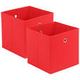 FALTBOX 2er Set Metall, Textil, Karton Rot, Silberfarben  - Rot/Silberfarben, Design, Karton/Textil (32/32/32cm) - Carryhome