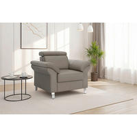 SESSEL in Echtleder Grau  - Chromfarben/Grau, Basics, Leder/Metall (101/84/93cm) - Sit & More