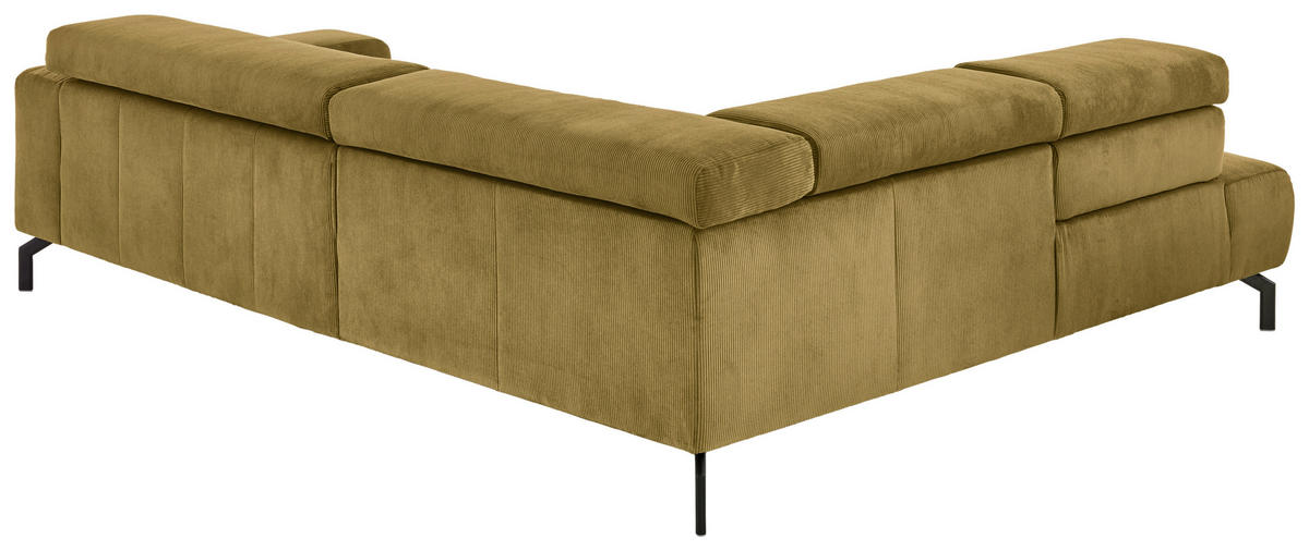 ECKSOFA Hellgrün Cord  - Schwarz/Hellgrün, Design, Textil/Metall (214/261cm) - Beldomo Style