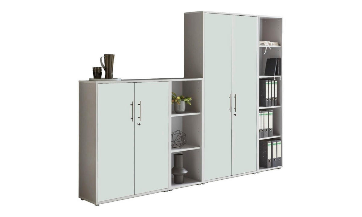 AKTENSCHRANK 257/186/33 cm  - Weiß/Grau, MODERN, Holzwerkstoff (257/186/33cm) - MID.YOU