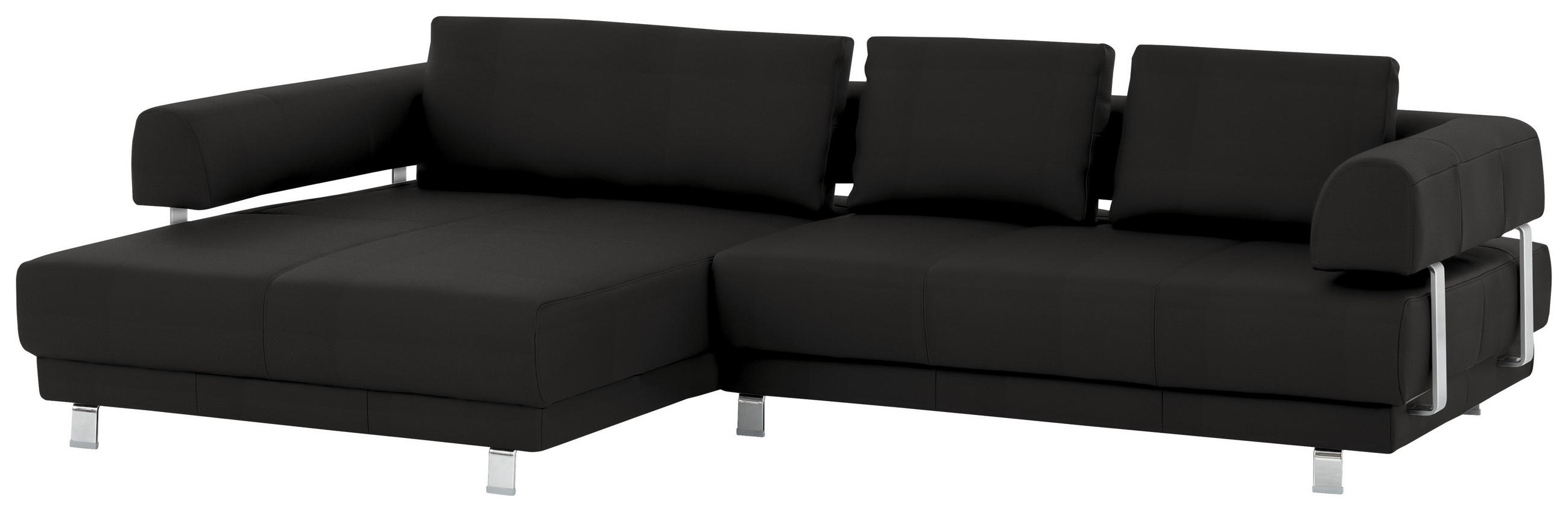 ECKSOFA in Echtleder Dunkelbraun  - Dunkelbraun, Design, Leder/Metall (188/307cm)