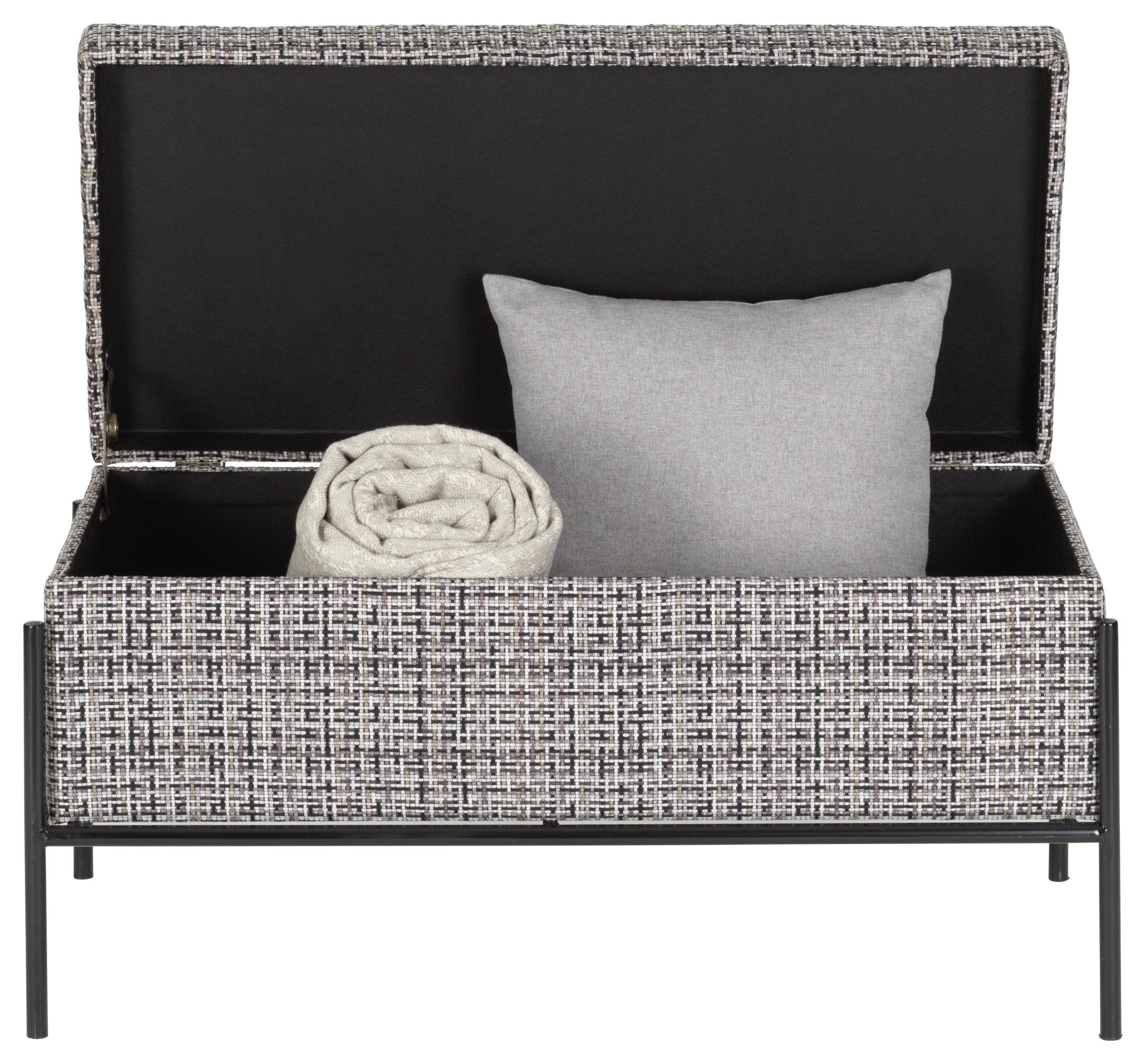 BÄNK i metall, textil grå, svart  - svart/grå, Lifestyle, metall/textil (80/40/43cm) - Xora