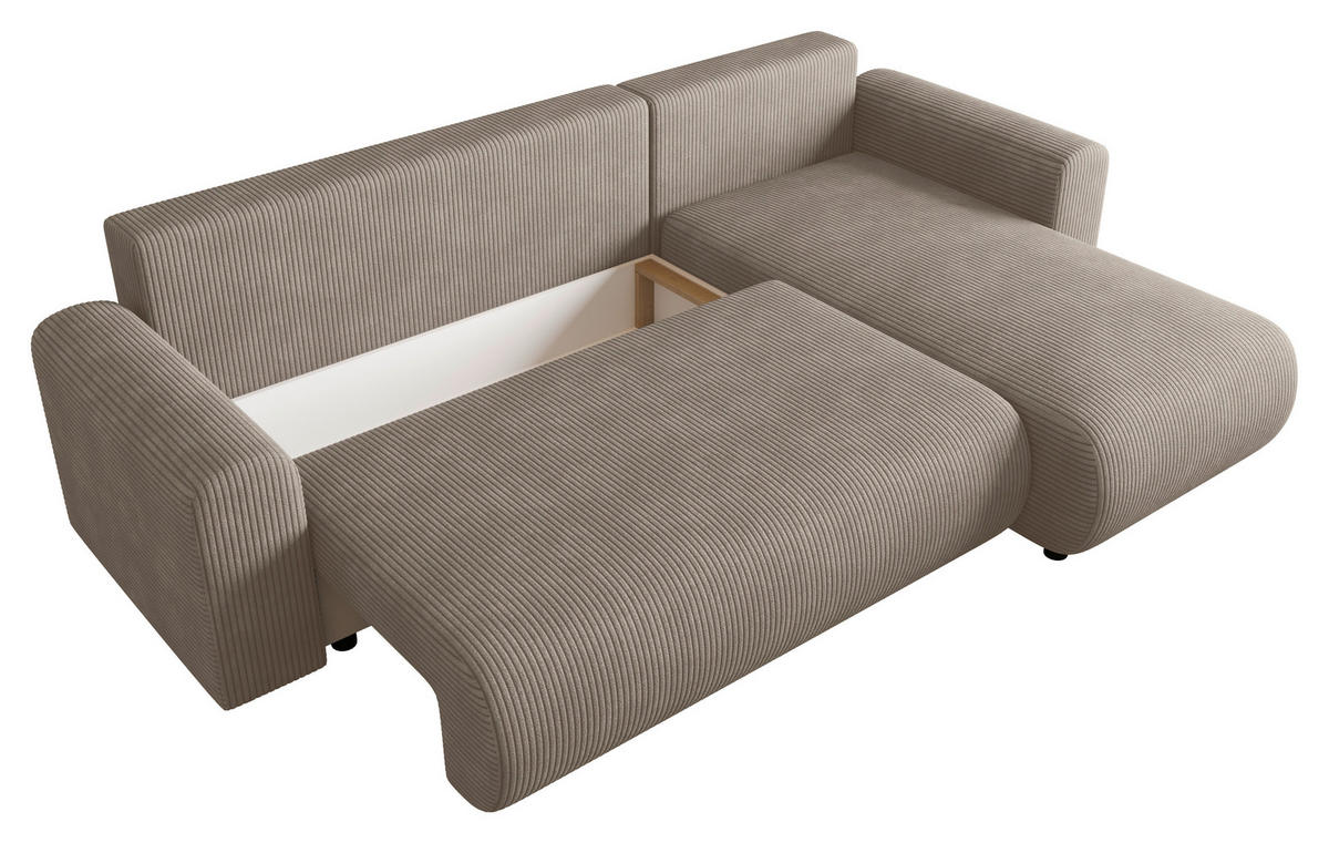 ECKSOFA  in Cord Hellbraun  - Hellbraun/Schwarz, KONVENTIONELL, Kunststoff/Textil (246/152cm) - Xora
