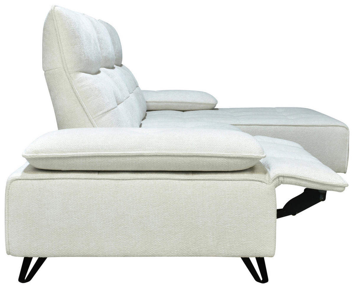 ECKSOFA Creme Chenille  - Creme/Schwarz, Design, Kunststoff/Textil (314/162cm) - Livetastic