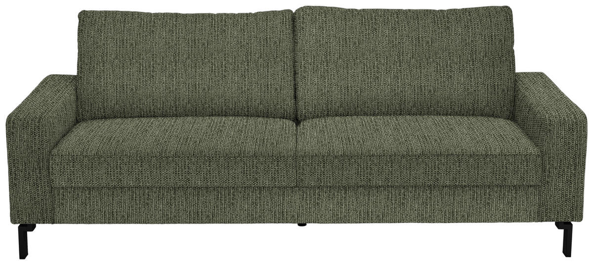 3-SITZER-SOFA  in Flachgewebe Dunkelgrün  - Dunkelgrün/Schwarz, Design, Textil/Metall (218/86/97cm) - Hom`in