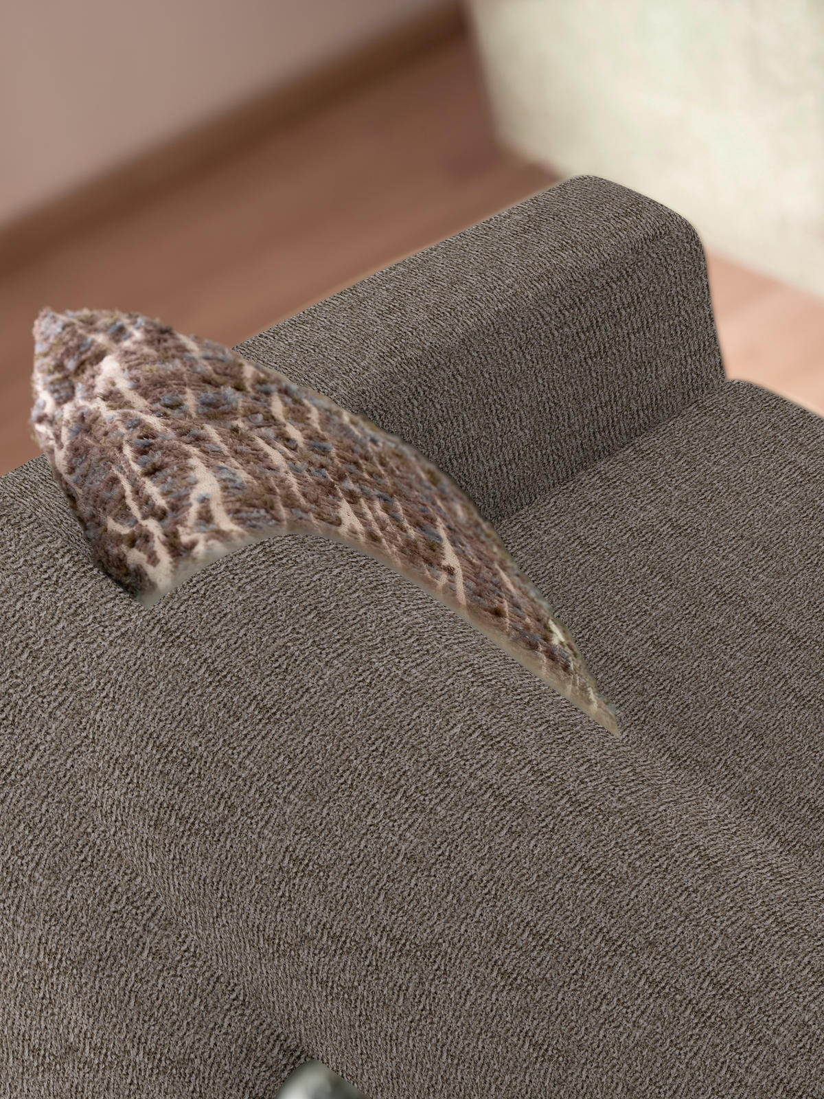 3-SITZER-SOFA in Flachgewebe Hellbraun  - Chromfarben/Hellbraun, Design, Textil/Metall (195/83/85cm) - Xora