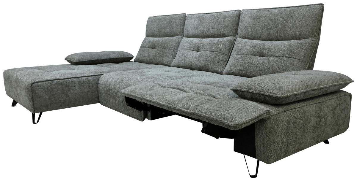 ECKSOFA Grau Chenille  - Schwarz/Grau, Design, Kunststoff/Textil (162/314cm) - Livetastic