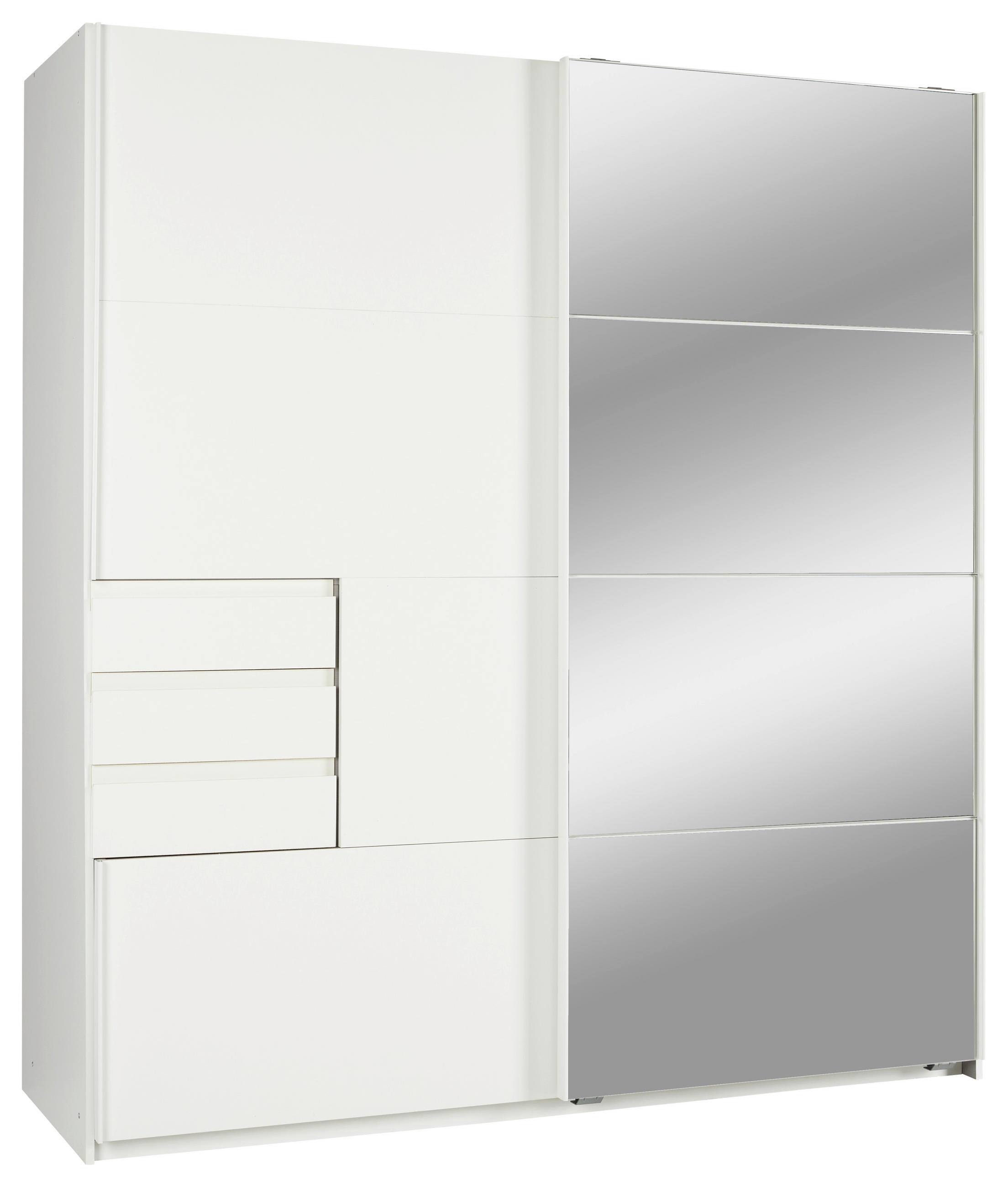 SCHWEBETÜRENSCHRANK 180/198/65 cm 2-türig Weiß  - Eichefarben/Schwarz, KONVENTIONELL, Glas/Holzwerkstoff (180/198/65cm) - MID.YOU