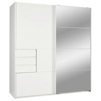 SCHWEBETÜRENSCHRANK 180/198/65 cm 2-türig Weiß  - Eichefarben/Schwarz, KONVENTIONELL, Glas/Holzwerkstoff (180/198/65cm) - MID.YOU