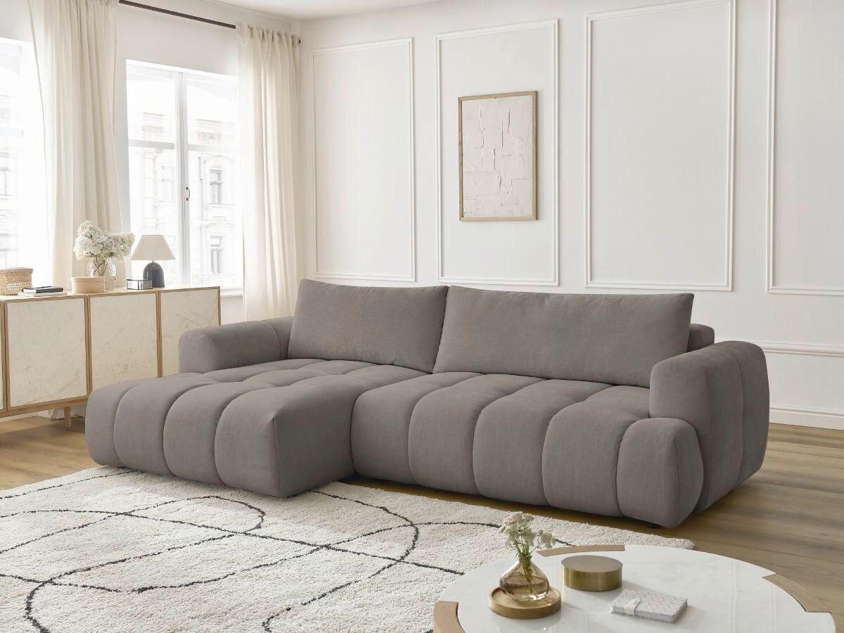 ECKSCHLAFSOFA FUJI Leinenoptik Taupe  inkl.  - Taupe/Schwarz, MODERN, Kunststoff/Textil (160/292cm)