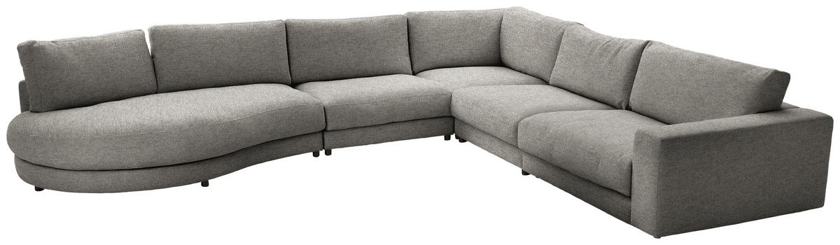 ECKSOFA in Flachgewebe Graubraun  - Graubraun/Schwarz, Design, Kunststoff/Textil (425/365cm) - Lomoco