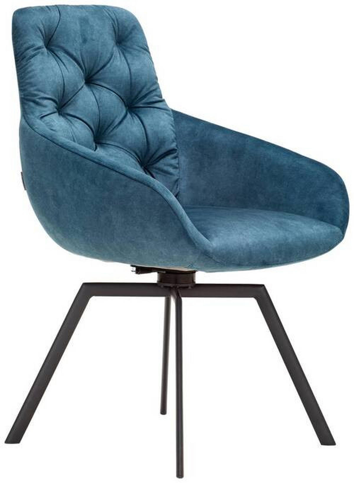 ARMLEHNSTUHL  in Stahl Velours  - Anthrazit/Petrol, Design, Textil/Metall (59/90/62cm) - Venjakob