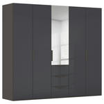 DREHTÜRENSCHRANK 251/223/61 cm,  in Graphitfarben, 5-türig  - Graphitfarben, Basics, Glas/Holzwerkstoff (251/223/61cm) - Novel